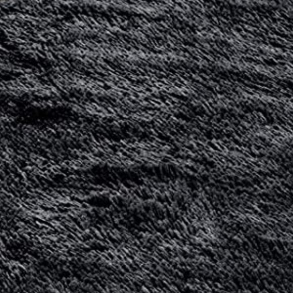 Black Solid Shaggy & Fluffy Round Rug - Picture 4 of 4